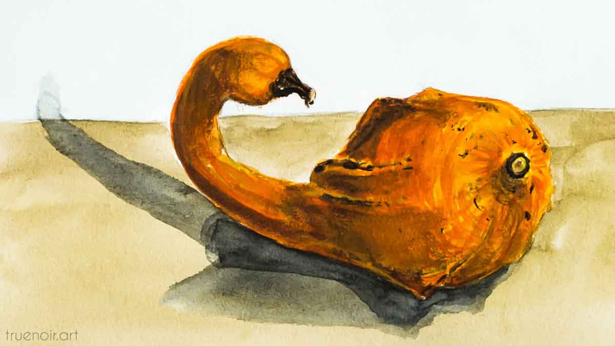 Duckling gourd, watercolor painting