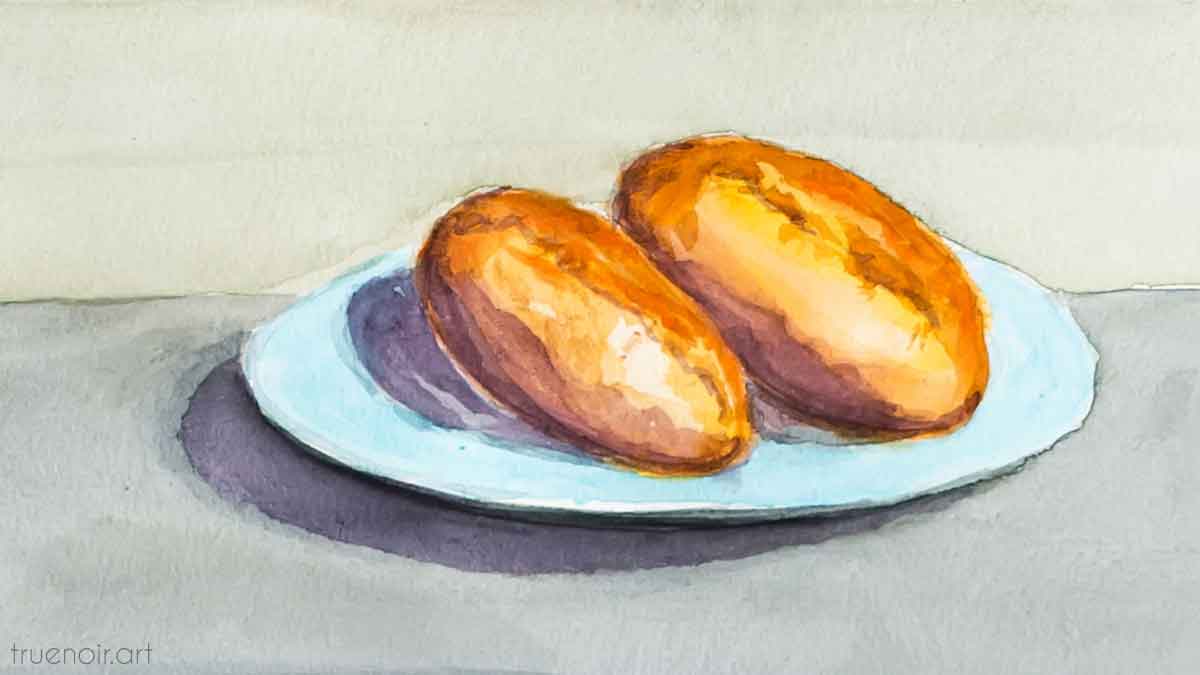 Pyrogies, watercolor painting