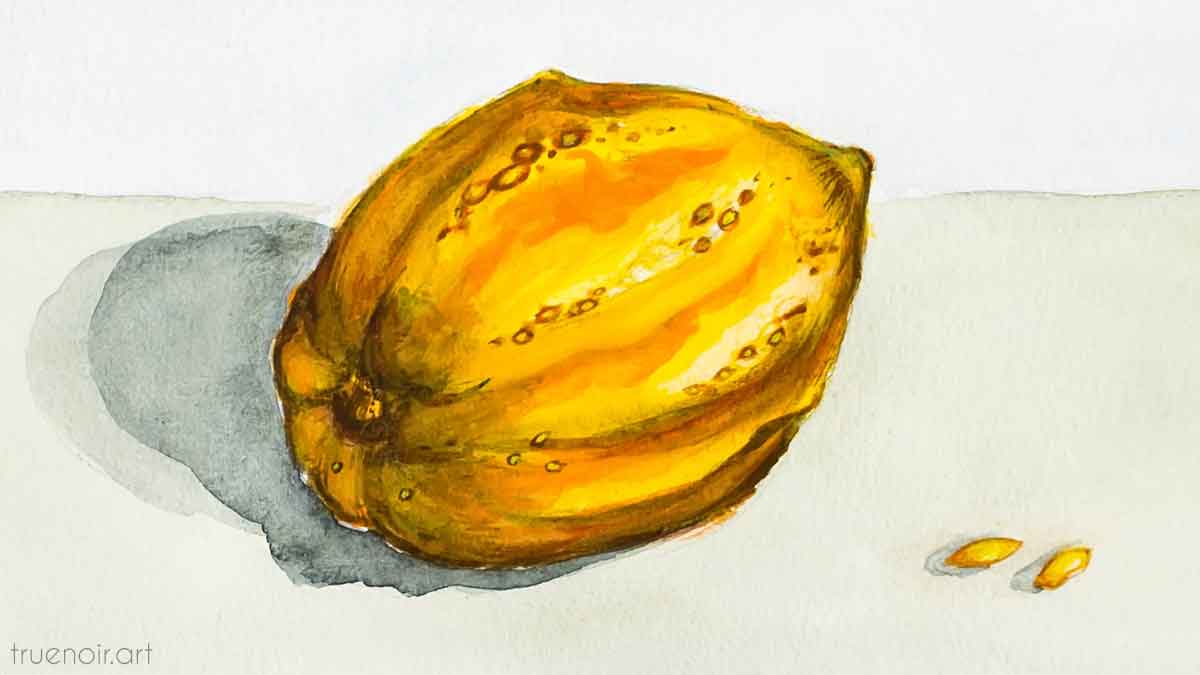 Yellow gourd, watercolor painting