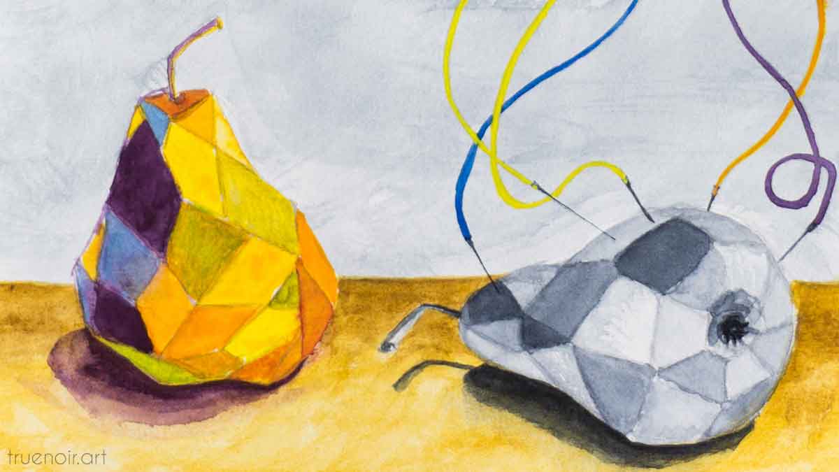 Geometric Life of Pear, watercolor painting