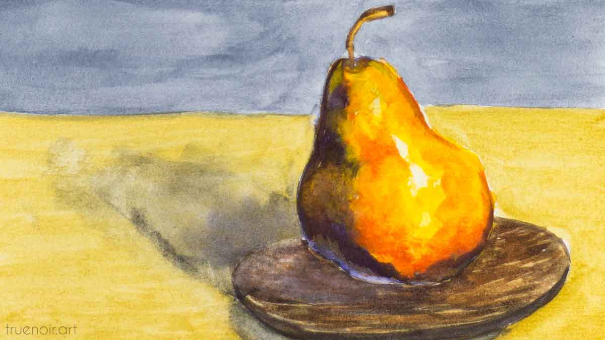 Juicy Pear, watercolor painting