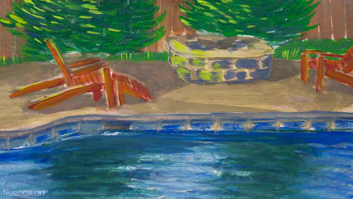 Quiet Day in July, gouache painting