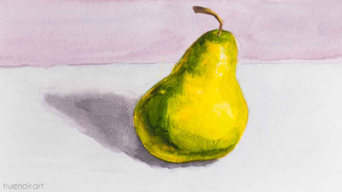 Single Pear, watercolor painting