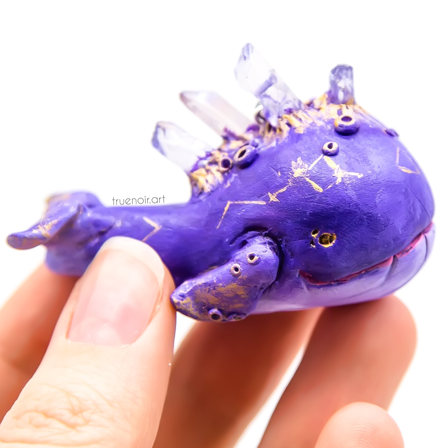 Crystal Skywhale, polymer clay sculpture