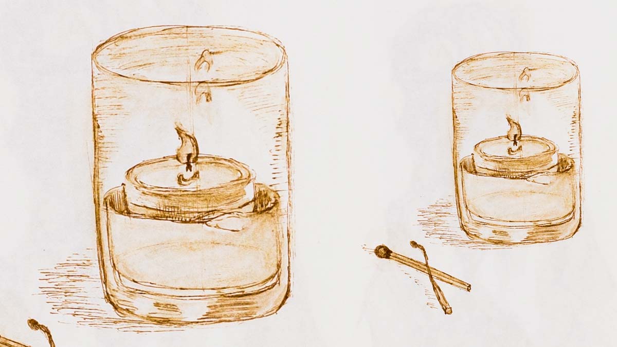 .038 Candle Table Decor, pen drawing