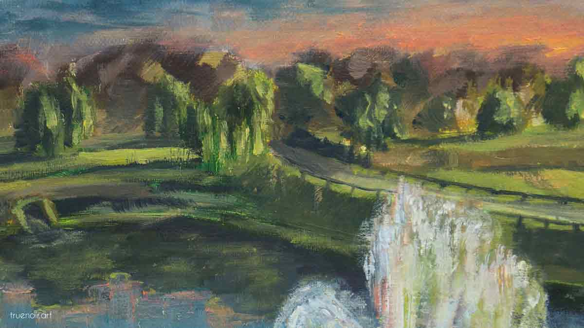 Sunset at the Lake in Texas, original oil painting