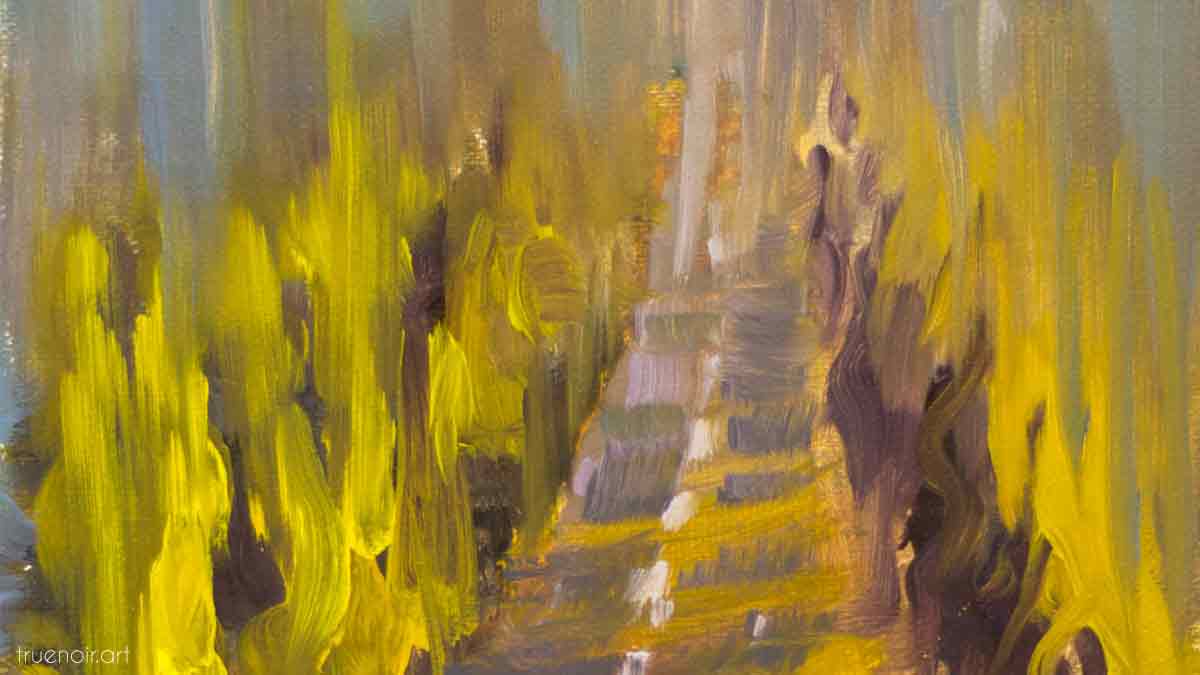 Autumn Road Sketch – Original Oil Painting