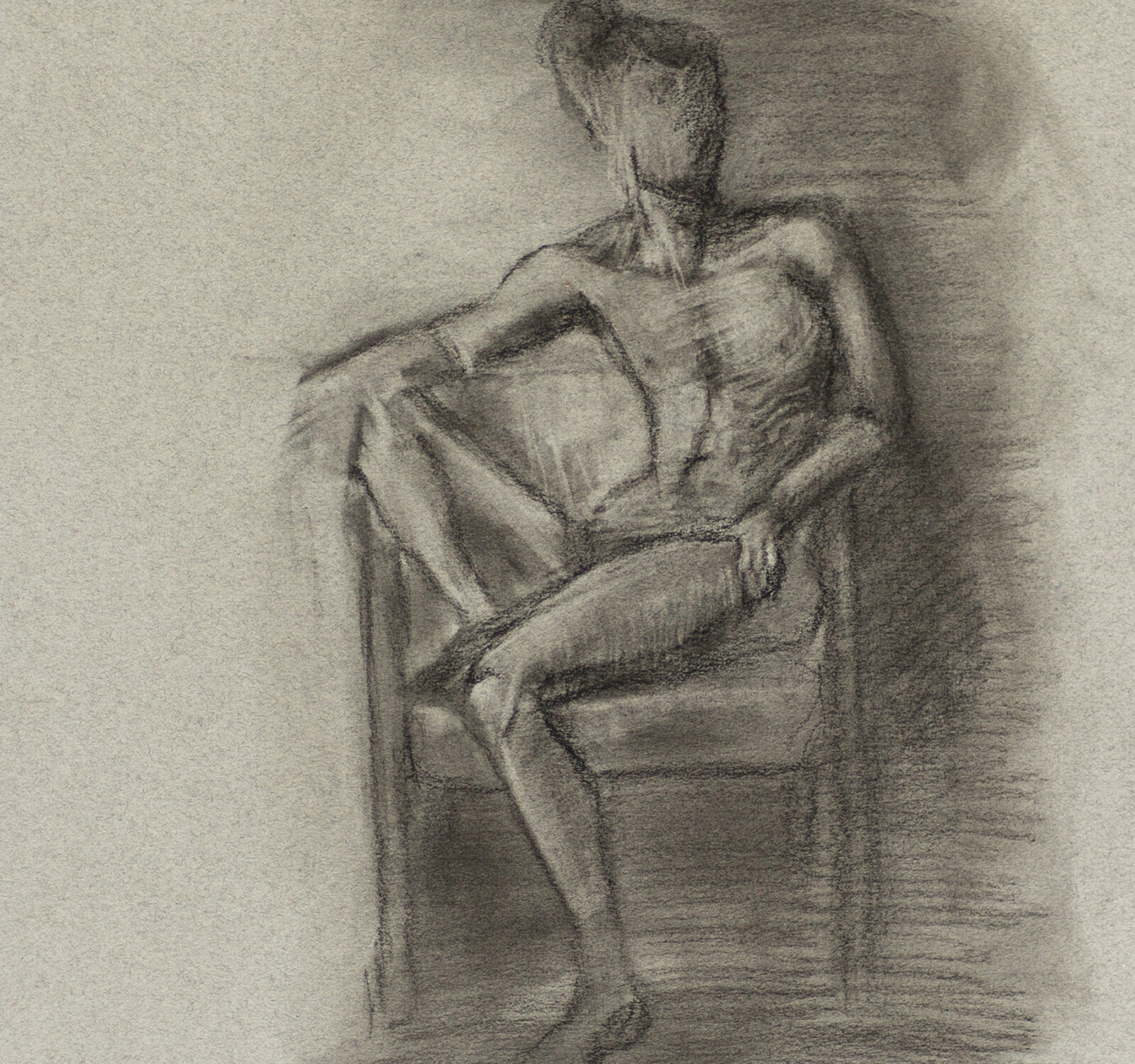 Drawing of Male Figure Sitting in a Chair