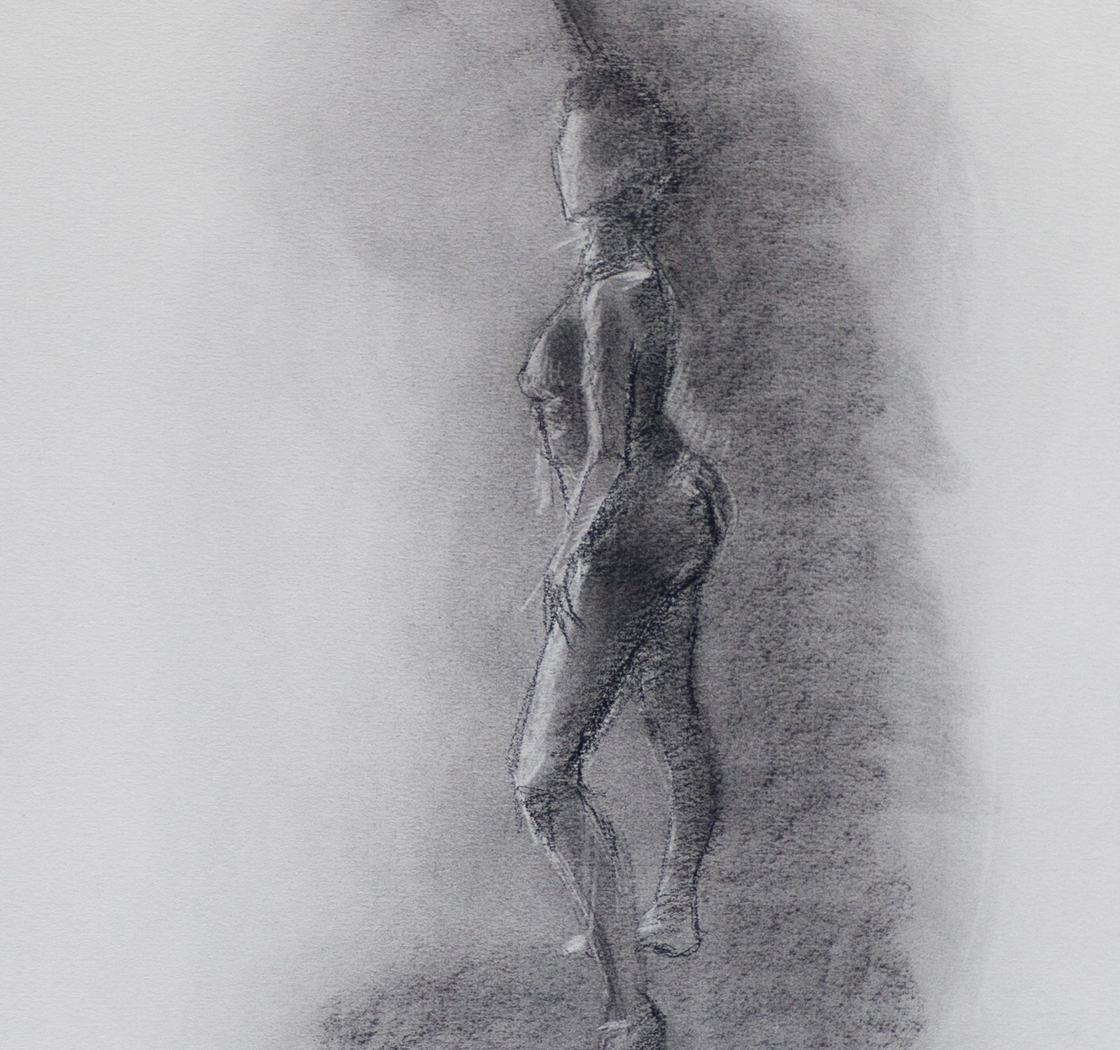 Waving Figure Charcoal Drawing