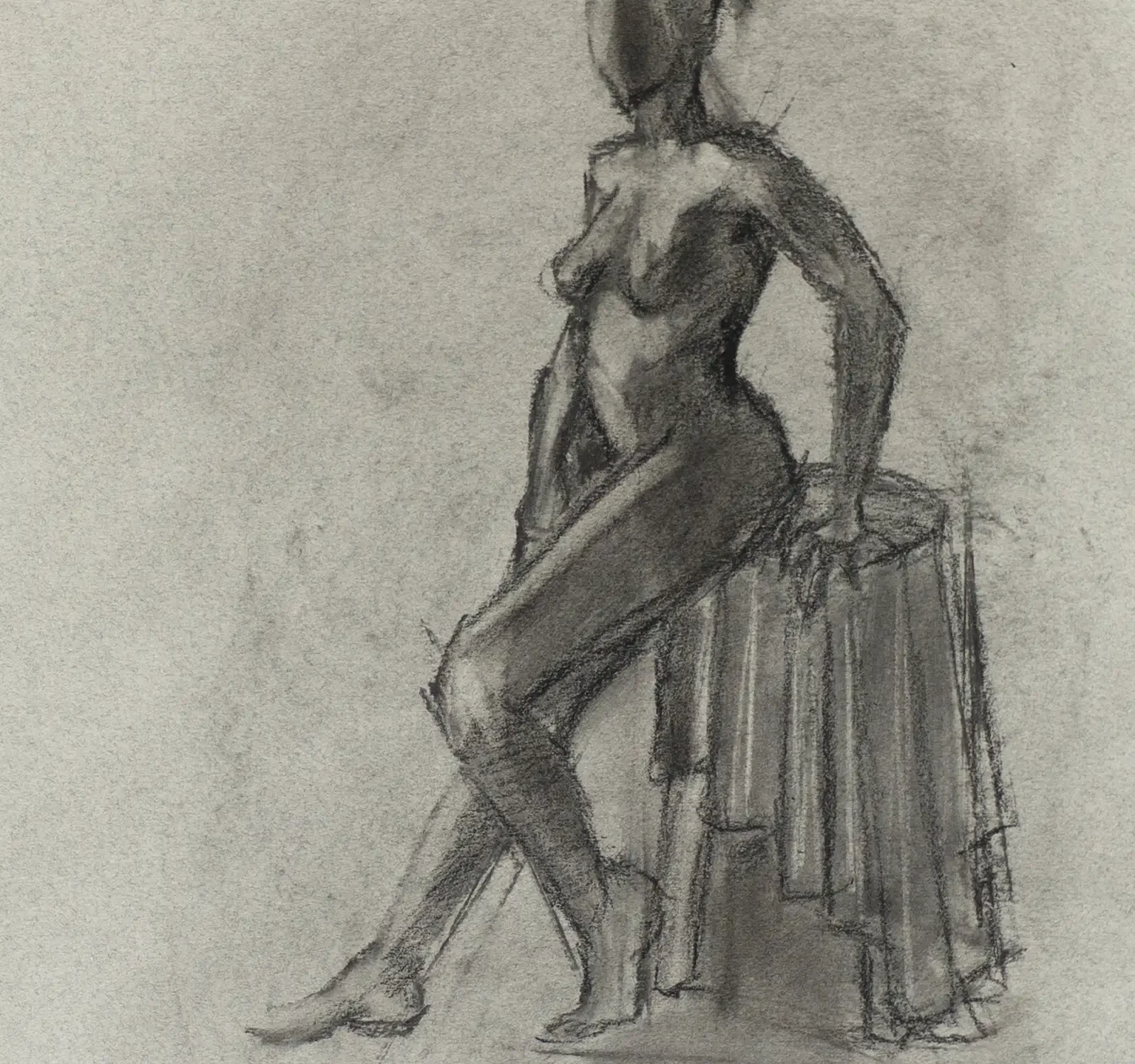 Leaning Female Figure Drawing