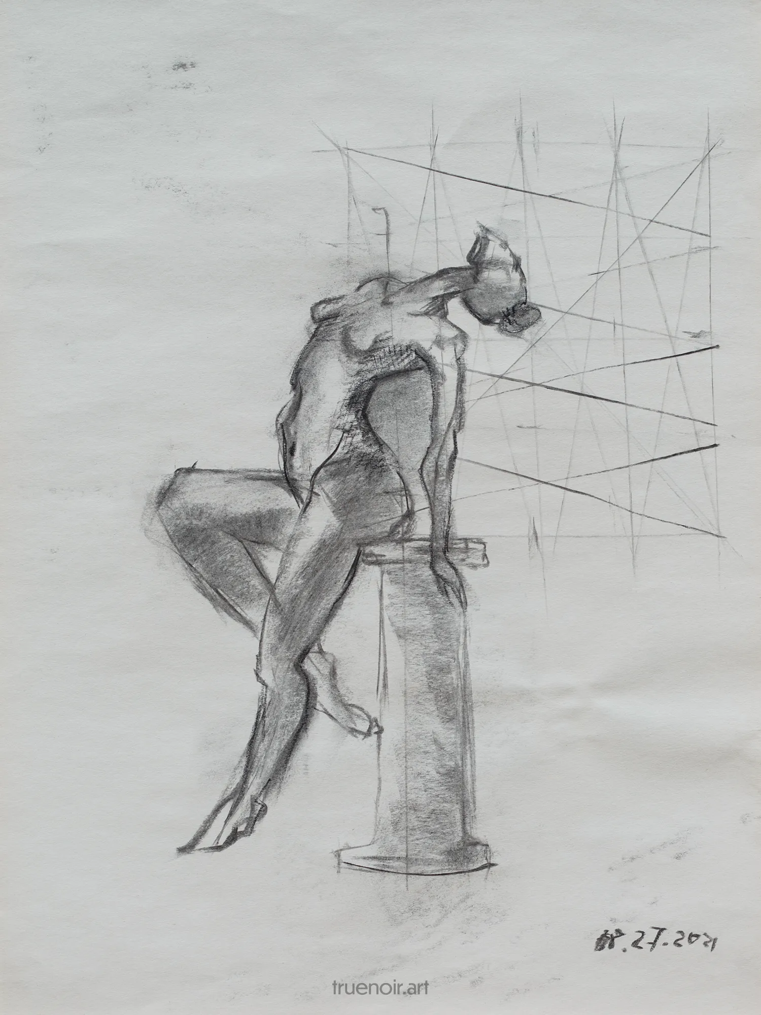 Figure Sitting on Column